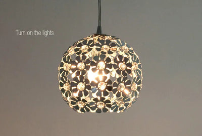 Elegant Silver Flower Crystal Pendant Light - Aluminum Hanging Lamp Fixture with Crystal Accents for Dining and Bedroom