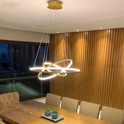 Modern LED Ring Chandelier - Stylish Lighting Fixture for Dining, Living, and Bedroom Spaces