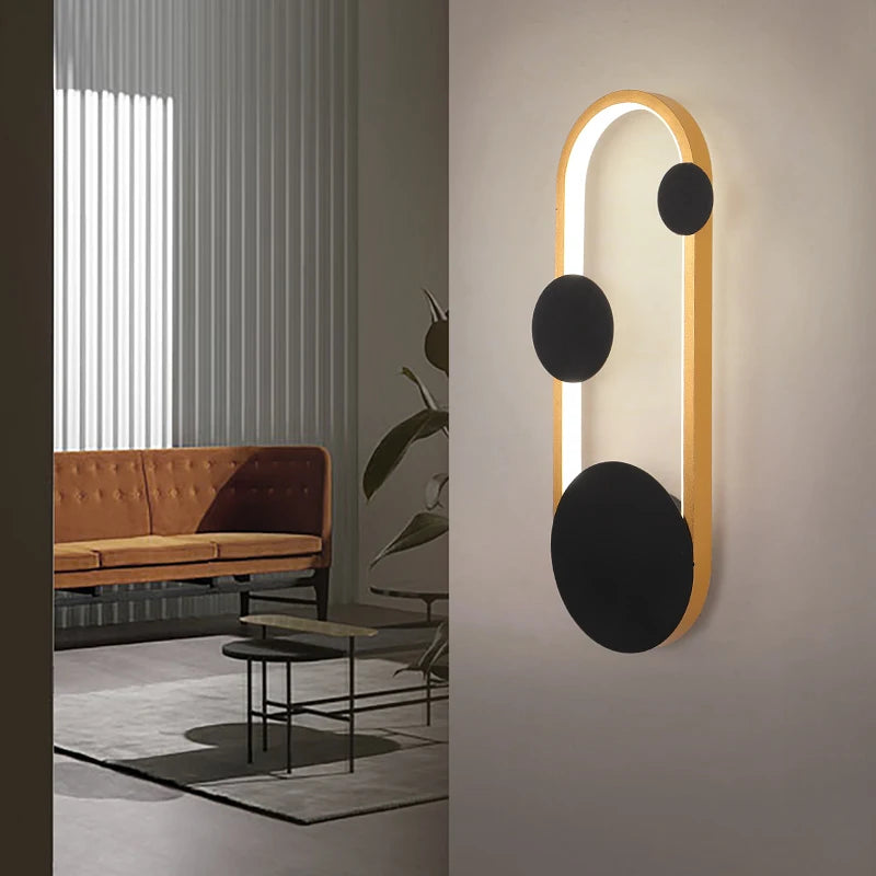 Modern LED Wall Lamps in White/Gold with Black Accents for Indoor Lighting