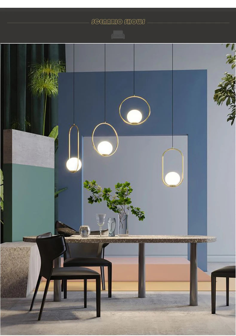 Nordic Modern Glass Ball Pendant Light - Elegant Ceiling Fixture for Dining Room and Bedroom