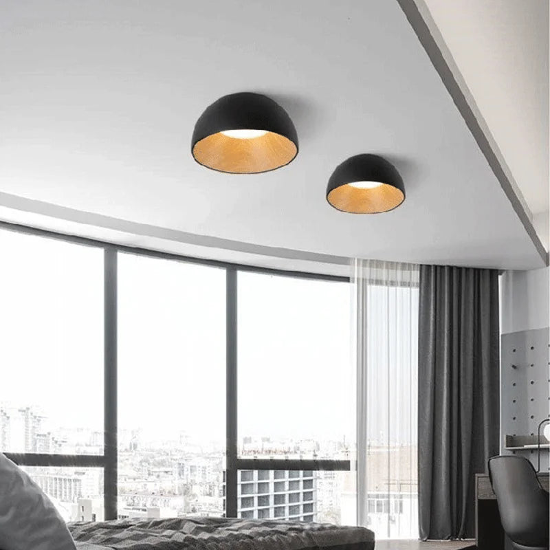 Modern LED Semi-Inset Ceiling Lamp: Stylish Lighting Fixture for Home Room Decor, Black, Touch On/Off Switch