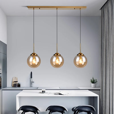 Pendant Lamp with Amber Smoke Gray Clear Glass Shade: Ideal for Dining Rooms, Kitchen Islands, and Bedrooms