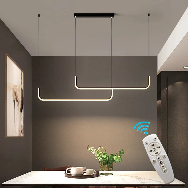 Modern LED Ceiling Chandelier – Dimmable Minimalist Pendant Light for Dining Room, Kitchen, and Home Decor