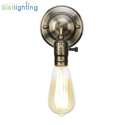 Retro Vintage Iron LED Wall Lights with Pull Chain Switch: Loft Style Chrome Bedroom Sconces