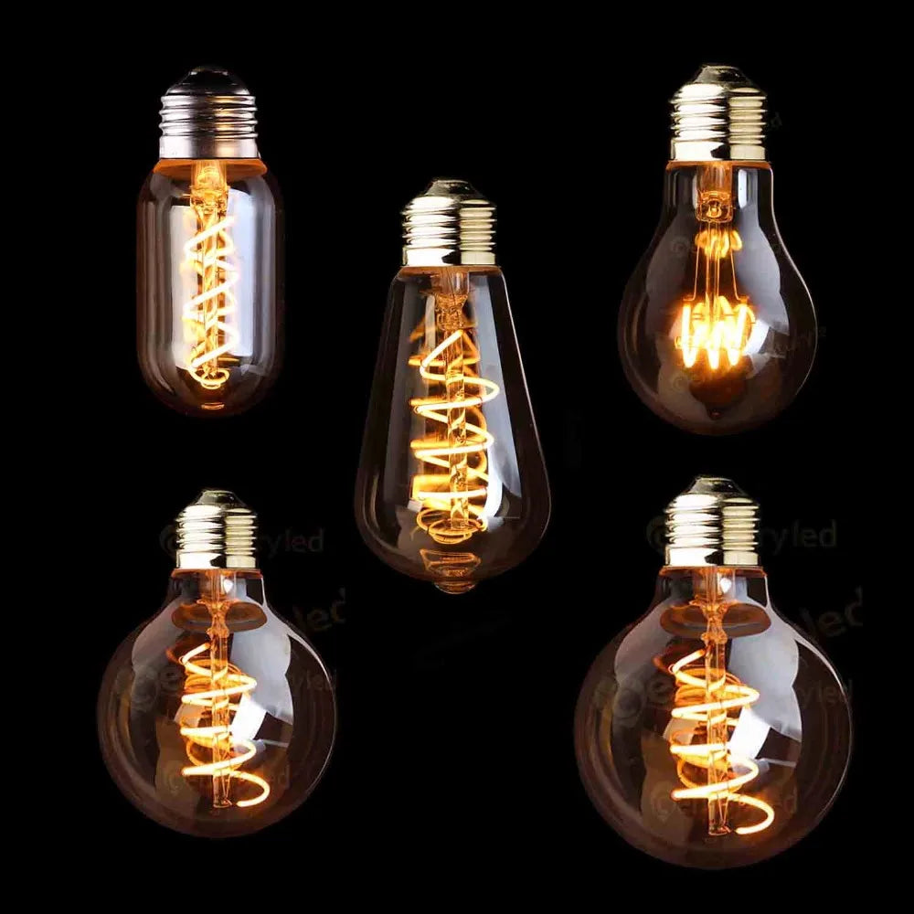 Dimmable Vintage LED Bulb (3W, E27 Base) - Gold Spiral Filament for Chandeliers & Decorative Lighting