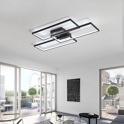 Rectangle Modern LED Ceiling Lights - Sleek Black/White Fixture for Living Room and Bedroom Lighting Fixture