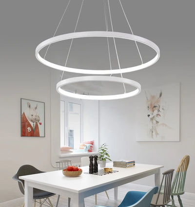 Modern Pendant Lights - LED Ceiling Lamp Fixtures with Circle Rings