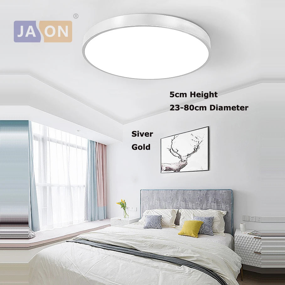 LED Modern Iron Acryl Round Ceiling Light for Foyer - Gold/Silver for Living Room and Bedroom