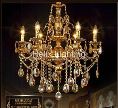 Brass Color Chandelier Lights K9 Crystals Copper Lamp Home Decor Light Fixture