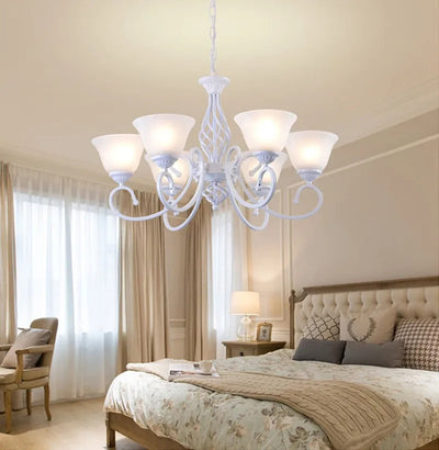 Modern Metal Body Glass Lampshade Chandelier E27 LED Bulb Light Ceiling Lamp European Traditional Decoration Lighting Fixture