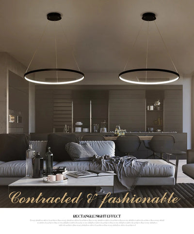 Modern Pendant Lights - LED Ceiling Lamp Fixtures with Circle Rings