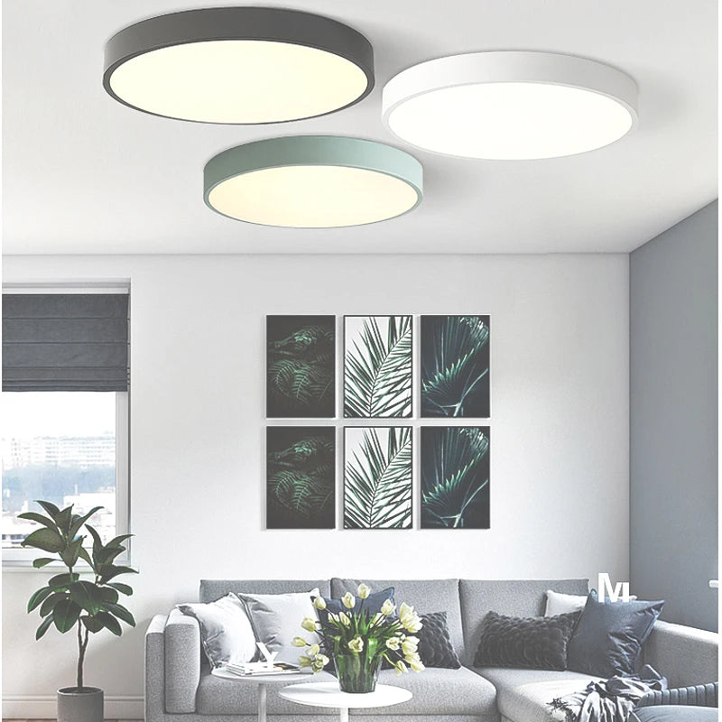 New Modern LED Ceiling Light - Ultra-Thin Remote-Controlled Fixture for Living Room and Bedroom
