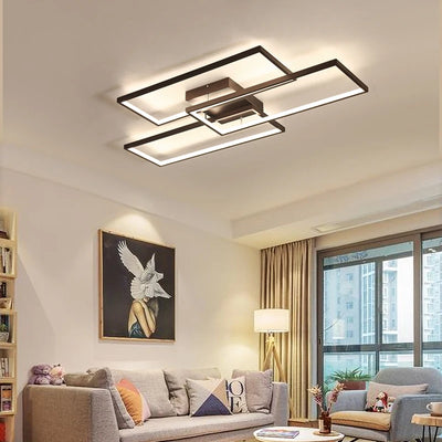 Rectangle Modern LED Ceiling Lights - Sleek Black/White Fixture for Living Room and Bedroom Lighting Fixture