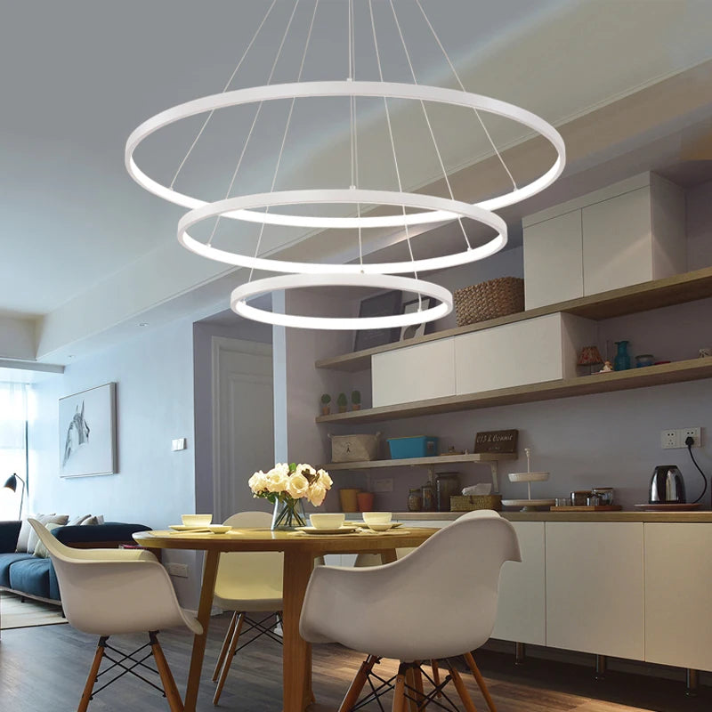 Modern Pendant Lights - LED Ceiling Lamp Fixtures with Circle Rings