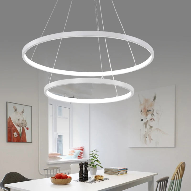 Modern Pendant Lights - LED Ceiling Lamp Fixtures with Circle Rings