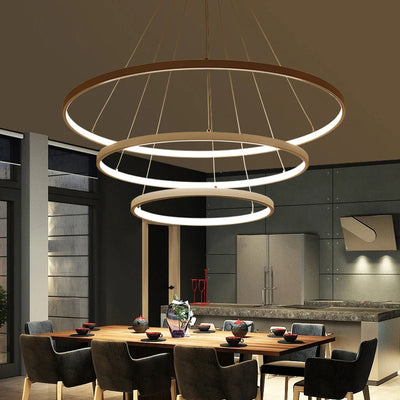 Modern Pendant Lights - LED Ceiling Lamp Fixtures with Circle Rings