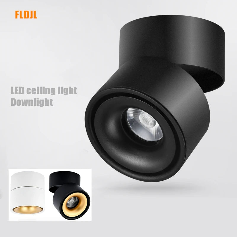 Dimmable 360° Rotatable COB LED Ceiling Light – Surface Mounted Adjustable Spot Downlight