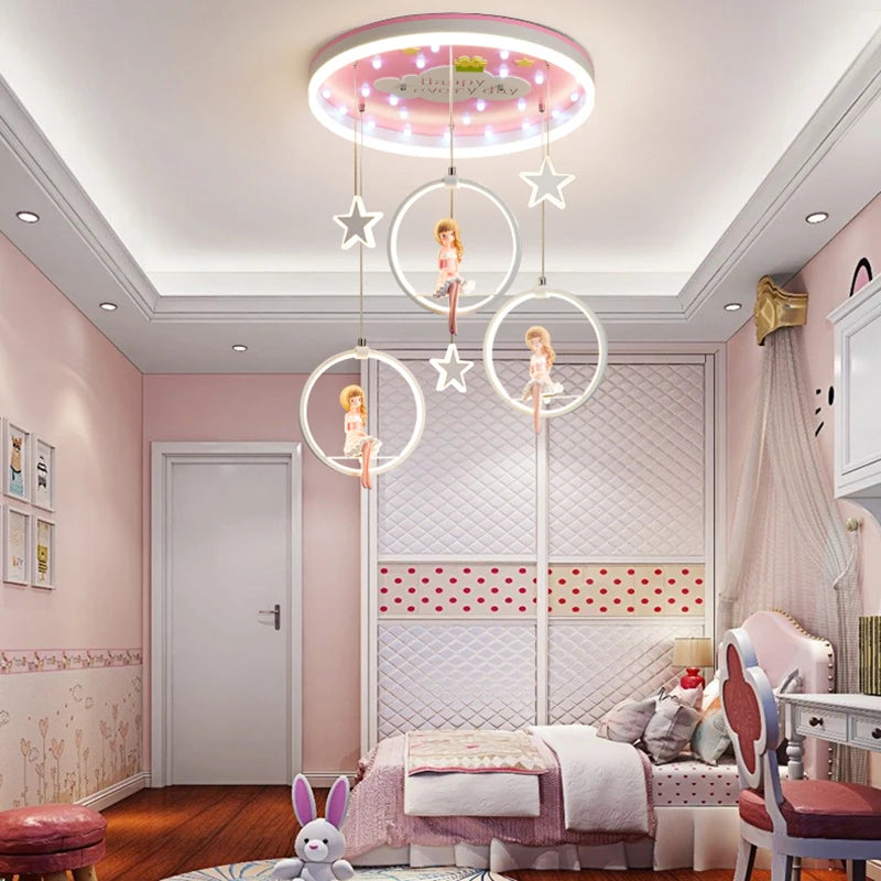 Nordic Girl Bedroom Decor LED Chandelier - Elegant Ceiling Lamps for Living Room and Room Decoration