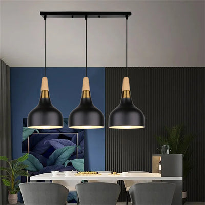 Modern LED Pendant Lights - Nordic Minimalist Solid Wood Hanging Lamps for Kitchen and Restaurant