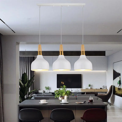 Modern LED Pendant Lights - Nordic Minimalist Solid Wood Hanging Lamps for Kitchen and Restaurant