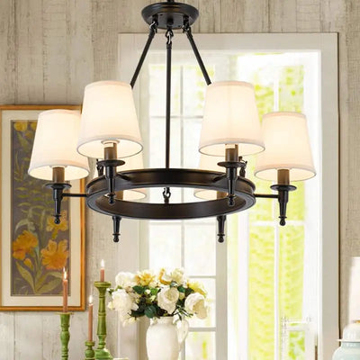 Vintage Chandelier with Fabric Lampshade: Modern Lighting Fixture for Living Room, Bedroom, and Foyer