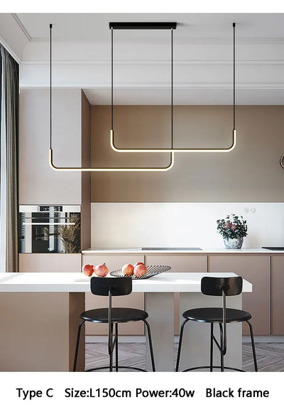 Modern LED Ceiling Chandelier – Dimmable Minimalist Pendant Light for Dining Room, Kitchen, and Home Decor