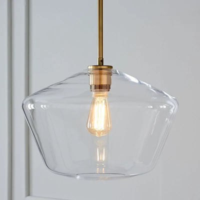 Contemporary Glass Pendant Lamp - Clear/Cognac Glass Nordic Hanging Fixture for Bar, Cafe, Restaurant, and Living Spaces