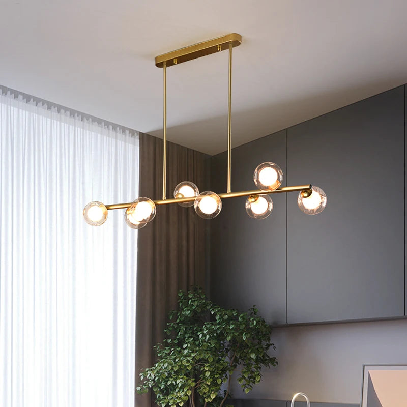 Nordic Long LED Pendant Lights - Glass Ball Chandeliers Ideal for Parlor, Study, Master Bedroom