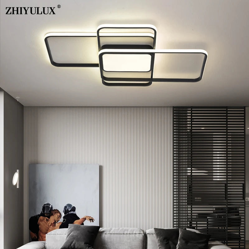 Remote Dimming Modern LED Chandelier Lights: Round/Square Design for Dining, Living Room, Kitchen, Aisle, Flats, Hall