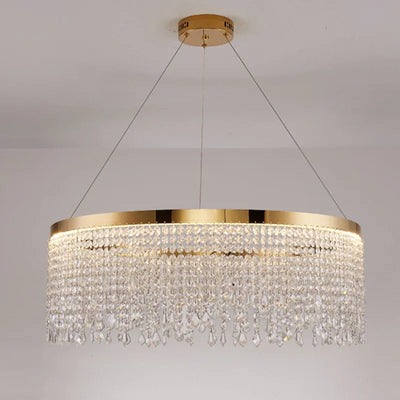 Modern Crystal LED Chandelier Foyer Diningroom Hotel Hall Bedroom Hanglamp Cord Pendant Adjustable Home Decoration Lighting