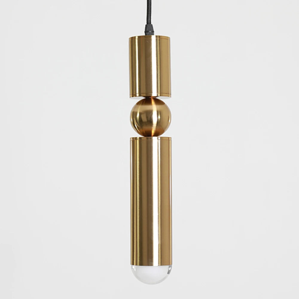 Modern Golden Cylinder Pipe Pendant Chandelier with LED Bulbs - Stylish Indoor Lighting Fixture