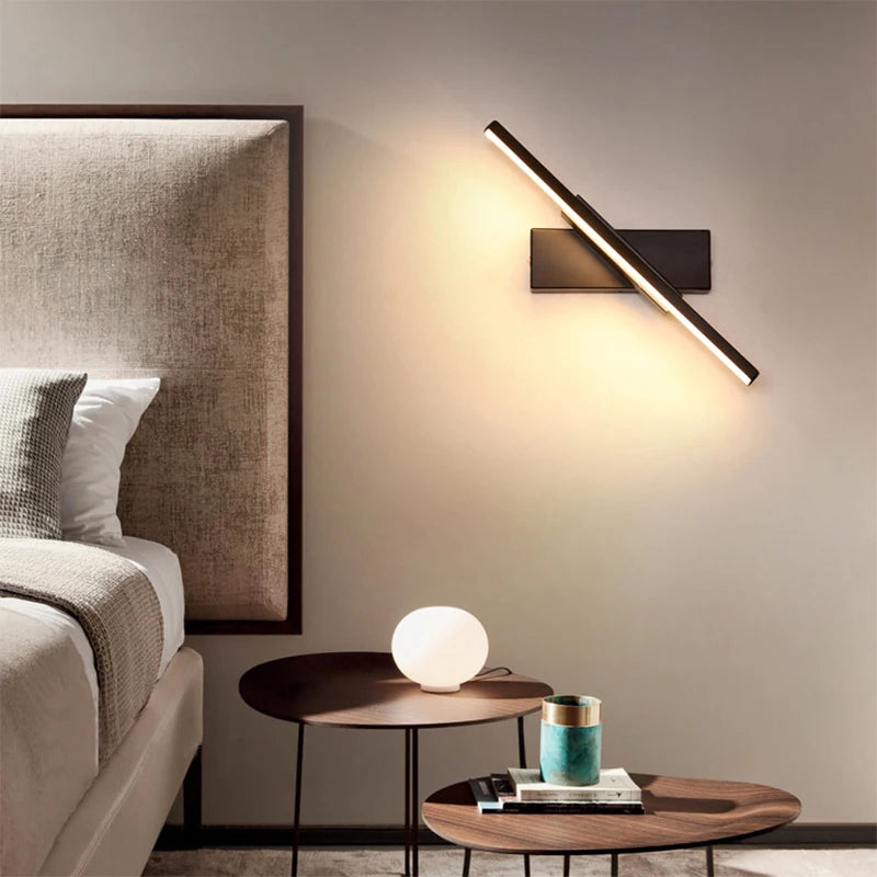 Nordic Minimalist LED Wall Lamp: Modern Bedroom & Living Room Lighting Solution with Rotating Design