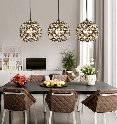 Elegant Silver Flower Crystal Pendant Light - Aluminum Hanging Lamp Fixture with Crystal Accents for Dining and Bedroom