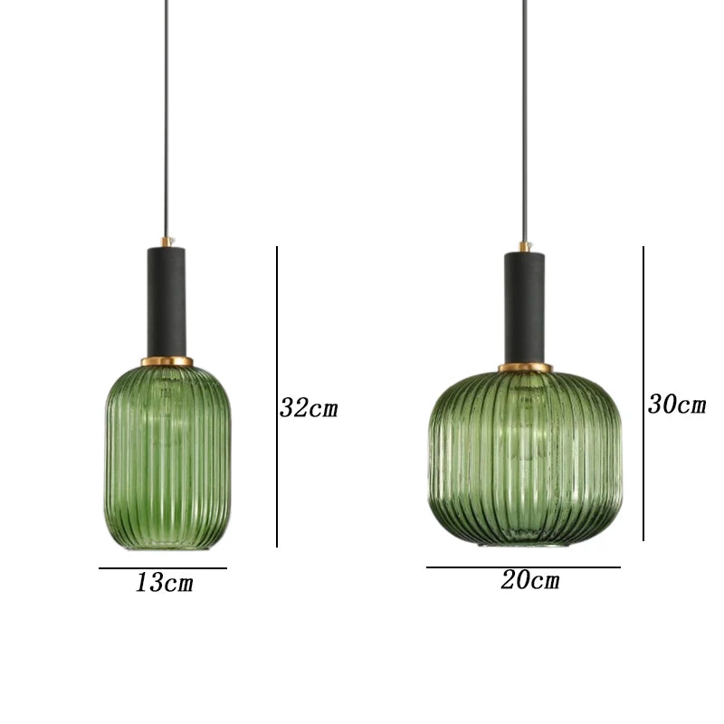Green Pumpkin Glass Hang Lamp - Modern Pendant Lights for Restaurant and Bedroom
