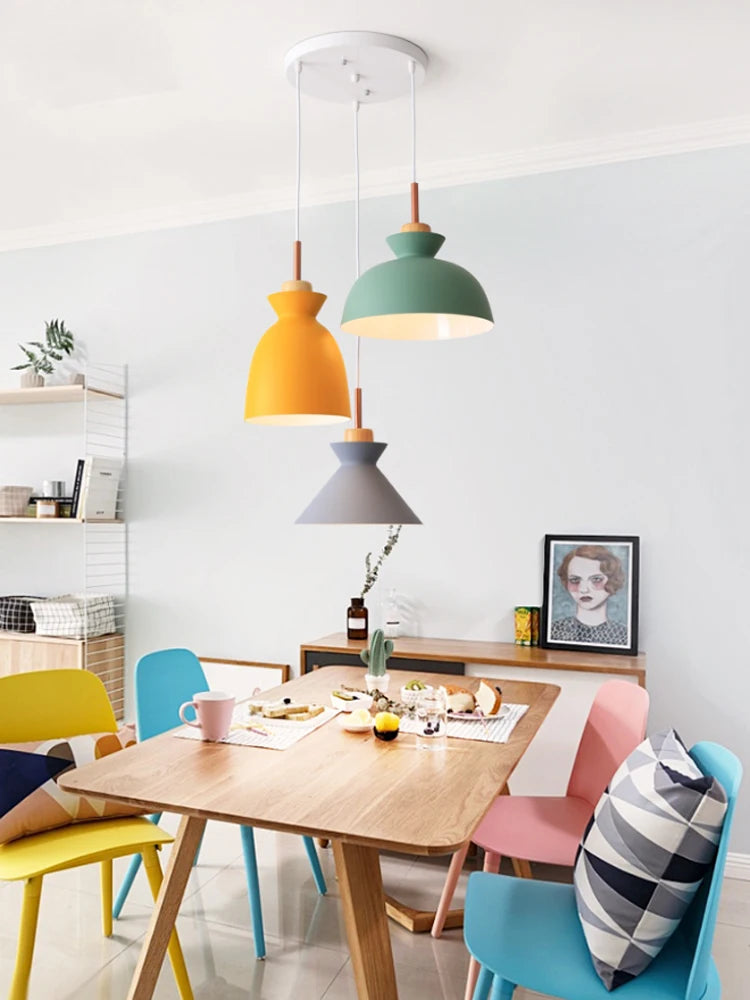 Modern Macaron Lampshade Pendant Lights for Various Spaces like Kitchen, Dining Room