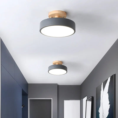 Nordic Wood Round Ceiling Lamps - Industrial Lighting for Entrance Hallway, Dining Room, Bedroom