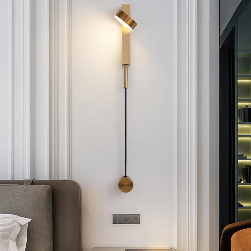 Modern LED Bedroom Wall Lamps: Rotating Dimming Switch for Stylish Wall Decor in Living Rooms