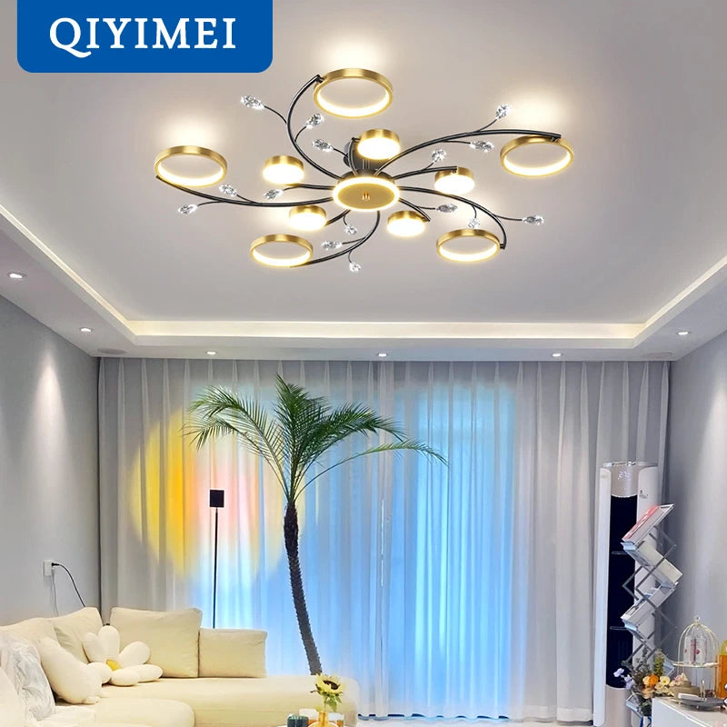 Elegant Modern LED Crystal Chandeliers for Any Room - Dimmable with Remote Control