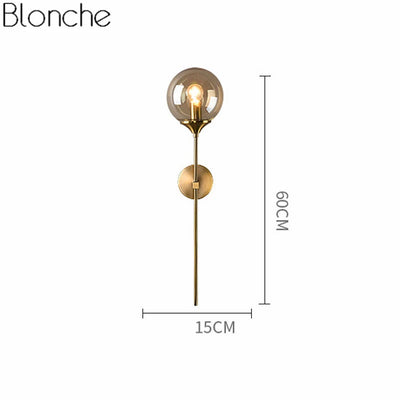 Modern Glass Wall Lamp: Gold LED Fixtures for Home Decor in Bedrooms, Bathrooms. Nordic Indoor with E14 Fitting