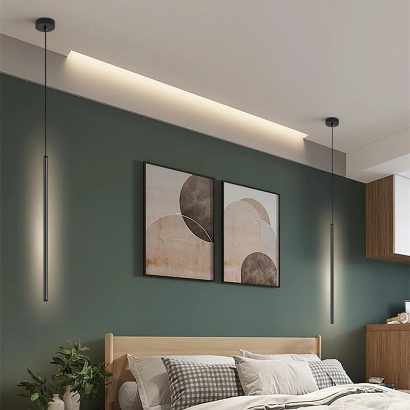 Nordic LED Pendant Light: Minimalist Design with Creative Lines, Perfect for Home Bedroom, Dining Area