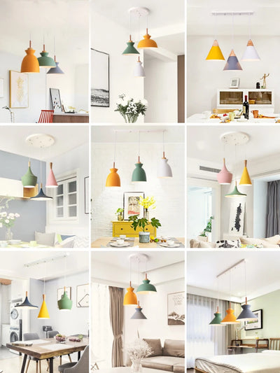 Modern Macaron Lampshade Pendant Lights for Various Spaces like Kitchen, Dining Room