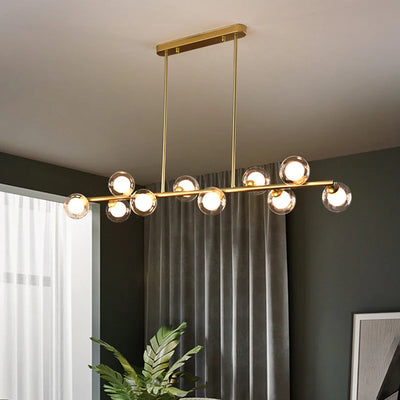 Nordic Long LED Pendant Lights - Glass Ball Chandeliers Ideal for Parlor, Study, Master Bedroom