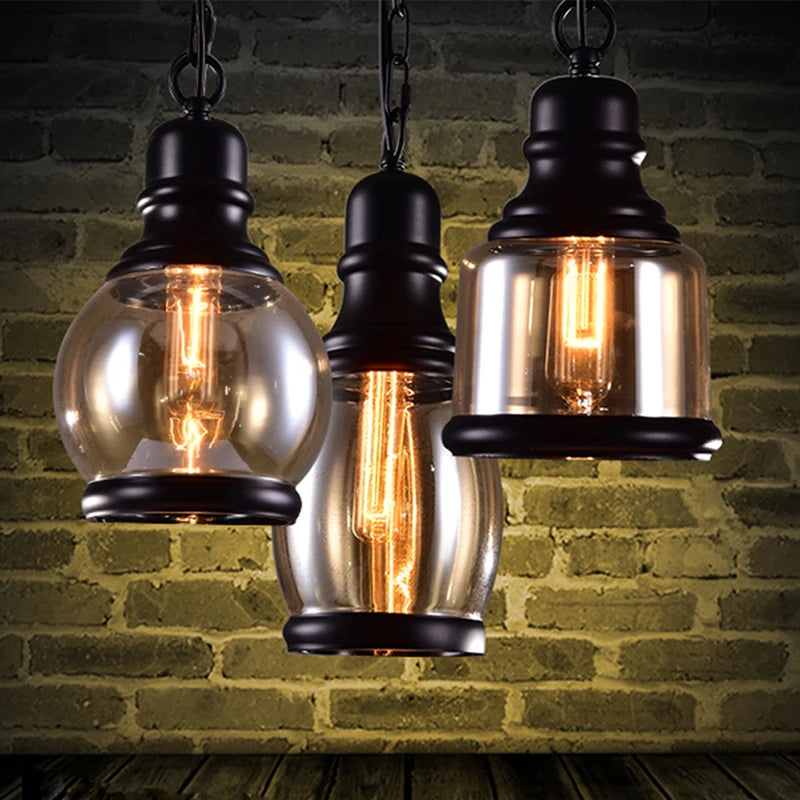 Vintage Amber Glass Pendant Light: Industrial Charm for Any Space