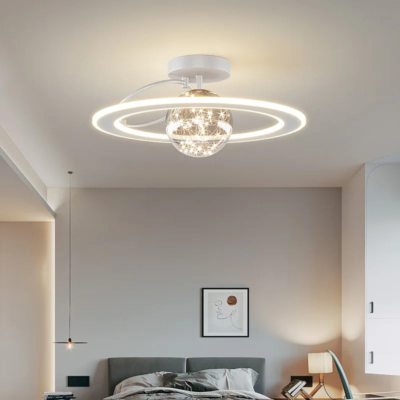 Modern Luxury Crystal Ceiling Lamp - Gold LED Ring Light for Bedroom, Dining, Living Room Chandelier