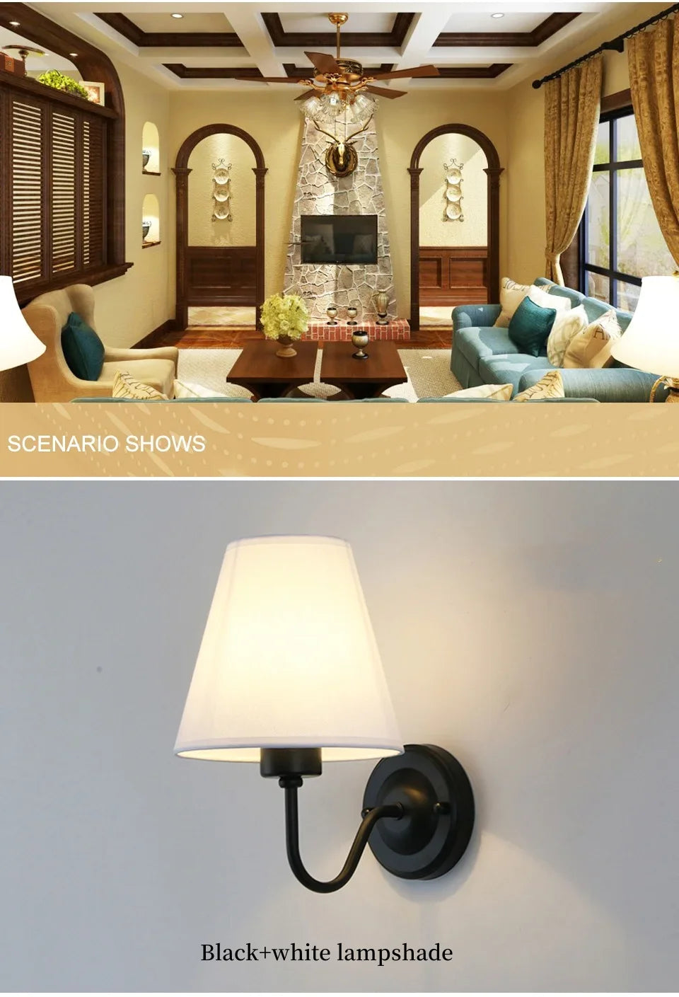 Modern LED Wall Lamp – Retro E27 Creative Fabric Wall Lamp