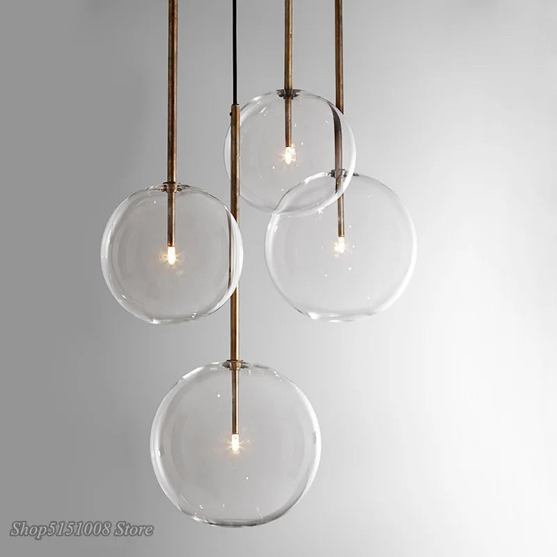 Nordic Clear Glass Pendant Lights: Globe Chrome Glass Ball Pendant Lamp for Dining Room Kitchen Hanging Lamp Home Decor