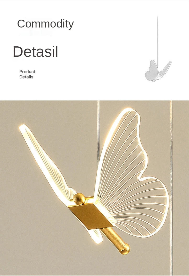 Nordic Butterfly LED Pendant Lamp – Elegant Hanging Light Fixture for Bedrooms and Staircases