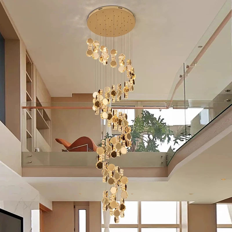 Modern Crystal Chandelier Pendant Lamp for Home Decoration, Stairway, and Living Room