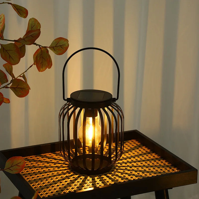 European Style Solar Garden Lantern - Antique Iron Art Landscape Light for B&B Courtyards