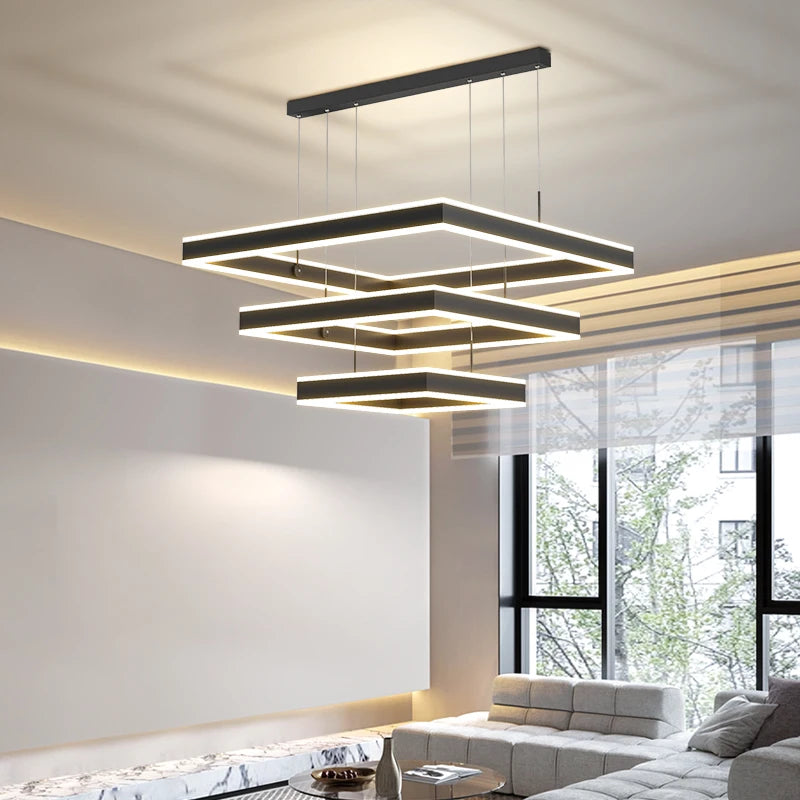 Modern LED Chandelier: Cascading Rings for a Dazzling Display (Multiple Rings & Dimmable)